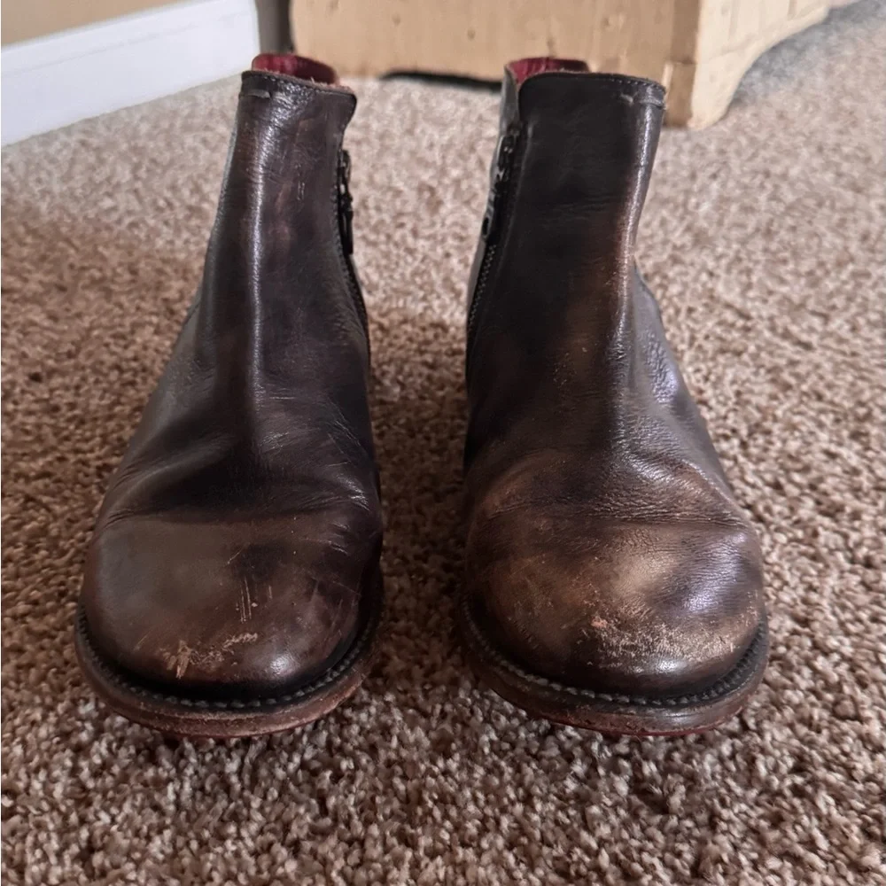 BED|STU Black and Red Ankle Boots with Distressed Leather - Picture 4 of 7